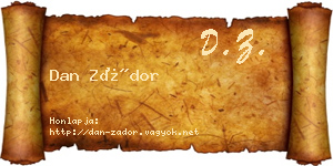 Dan Zádor névjegykártya